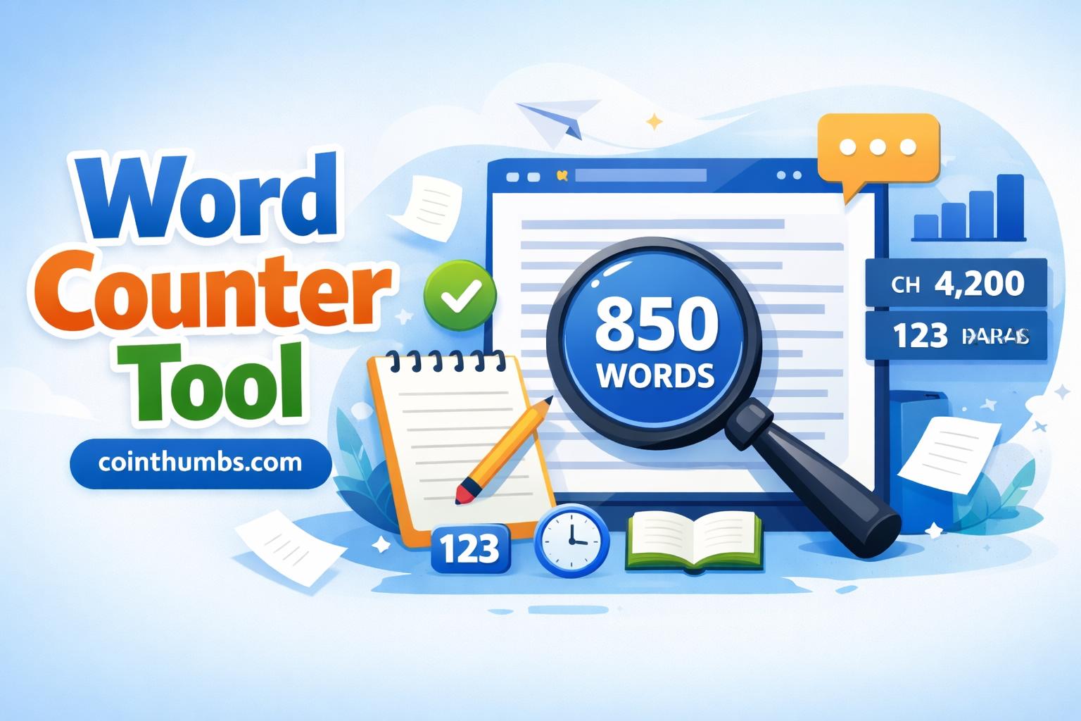 Free online word counter tool to count words and characters instantly for essays, articles and SEO writing by CoinThumbs