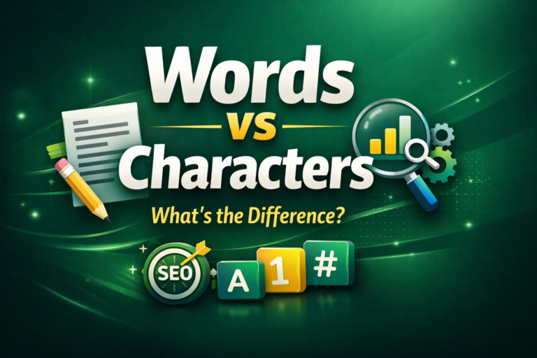 Difference between words and characters explained with example for SEO and content writing